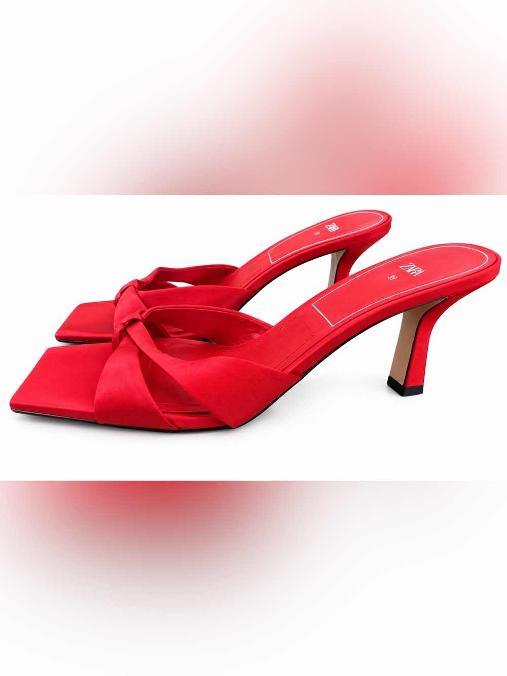 Zara Vibrant Red Open-Toe Cross-Strap Heels